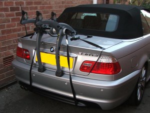 BMW 3 Series Bike Rack fitted to a silver e46 3 series convertible 